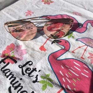 Rose gold flat mirror lens cat eye sunnies